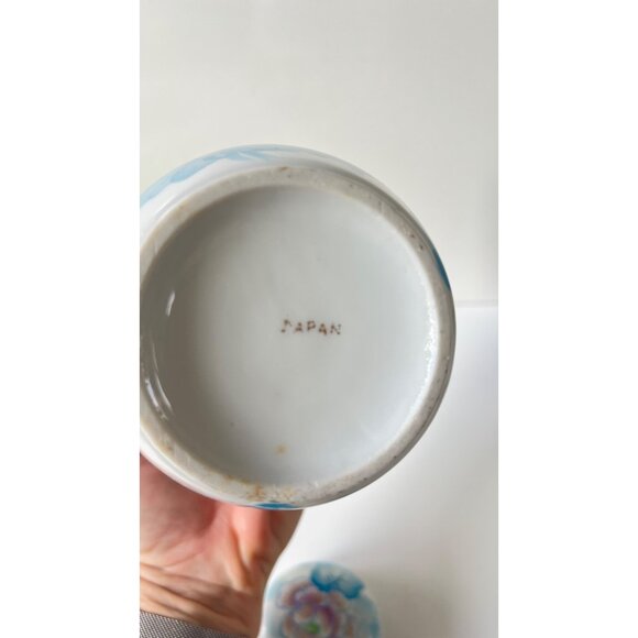 Vintage Japanese Ceramic Ginger Jar With Floral Design Chinoiserie Home Decor - Picture 6 of 8